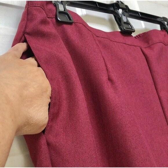 ALFRED DUNNER WOMENS PANTS BURGANDY SOLID PULLOVER FLAT FRONT AND ELASTIC BACK76 - Picture 6 of 7